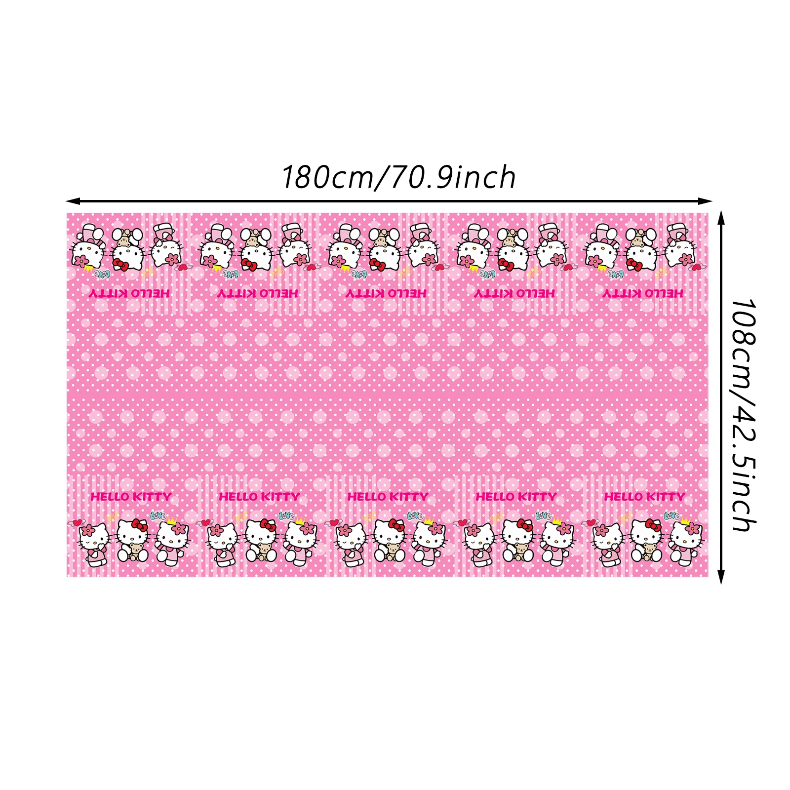 مفرش طاولة لحفلات أعياد الميلاد من سانريو هالو كيتي، مفرش طاولة بلاستيكي للاستعمال مرة واحدة لتزيين حفلات أعياد الميلاد هالو كيتي