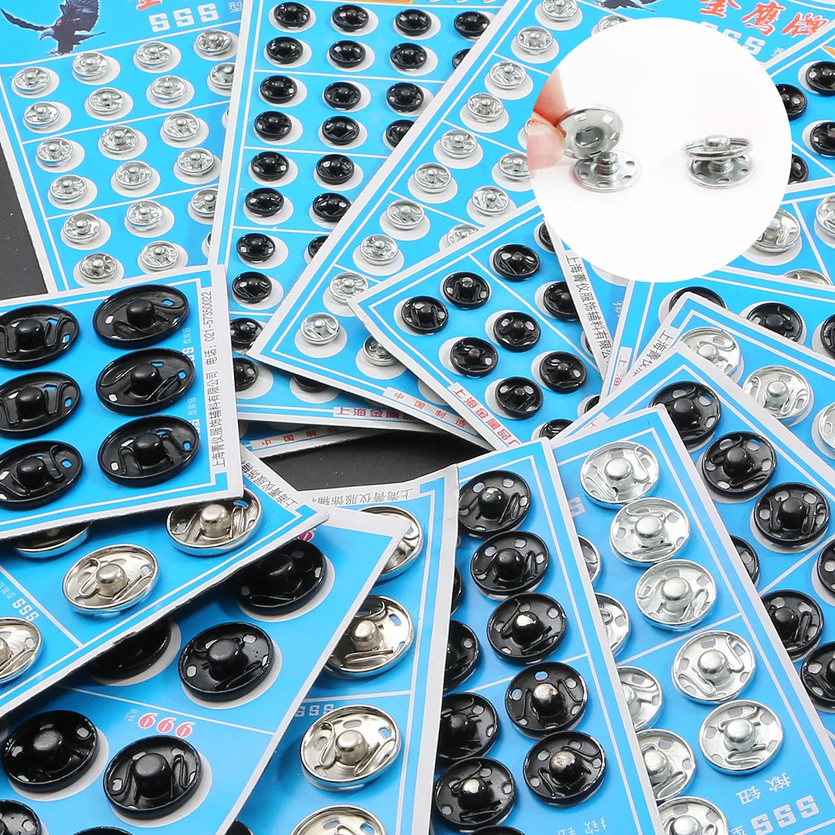 8/10/12/14/16/18/20mm Small Metal Black Silver Embedded Snap Fasteners Buckle Sewing Round Press Button Garment Accessories