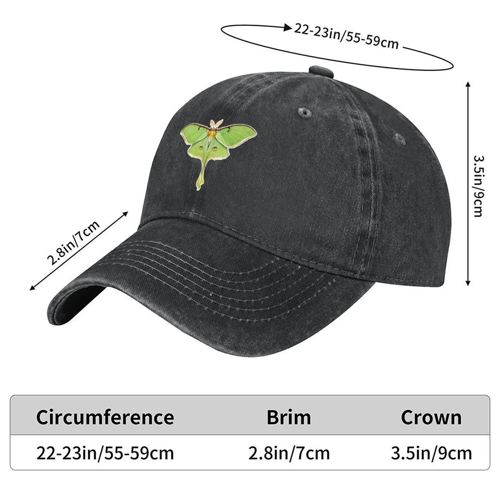 لونا العثة (Actias luna) II قبعة بيسبول قبعة واقية من الشمس قبعات ممتعة قبعة رجل فاخر Sunhat المرأة الشاطئ الرجال