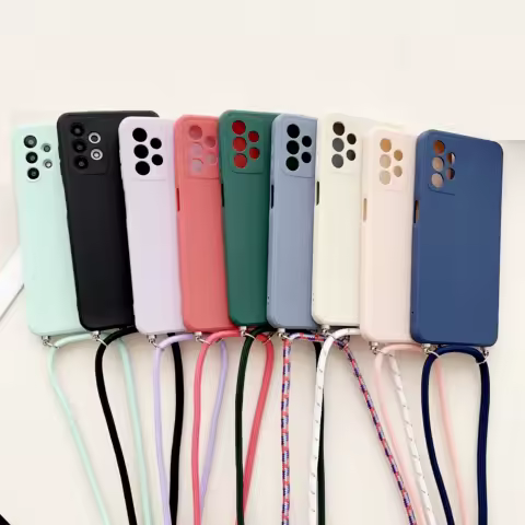 Strap Cord Chain Case For Samsung Galaxy A55 A54 A14 A53 A52 A51 A34 A33 A13 S23 S22 S24Ultra Necklace Lanyard Rope Matte Cover