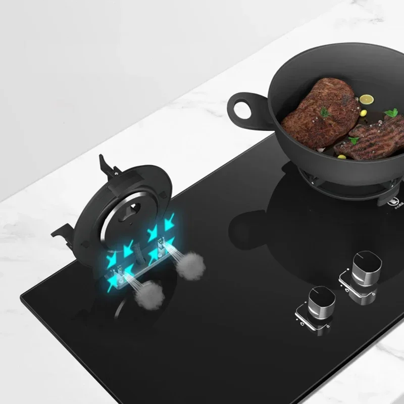 Estufa de gas con tapa abatible, cocinas de gas inteligentes LPG, batería superior de vidrio, estufa de gas de 2 quemadores para cocina