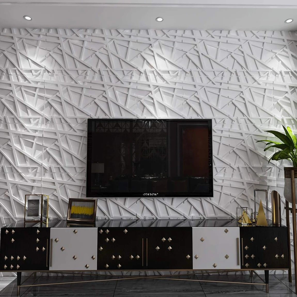 KUUJOJO 3D textured wall panel for indoor wall decoration, suitable for living room, hall, bedroom, hotel, office, send tape