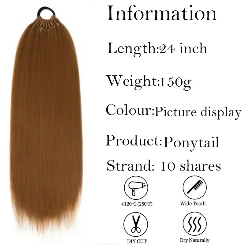 Synthetic Straight Ponytail Extension Long Black Straight Braiding Hair Ponytail for Women Natural Straight Hairpiece Horse Tail