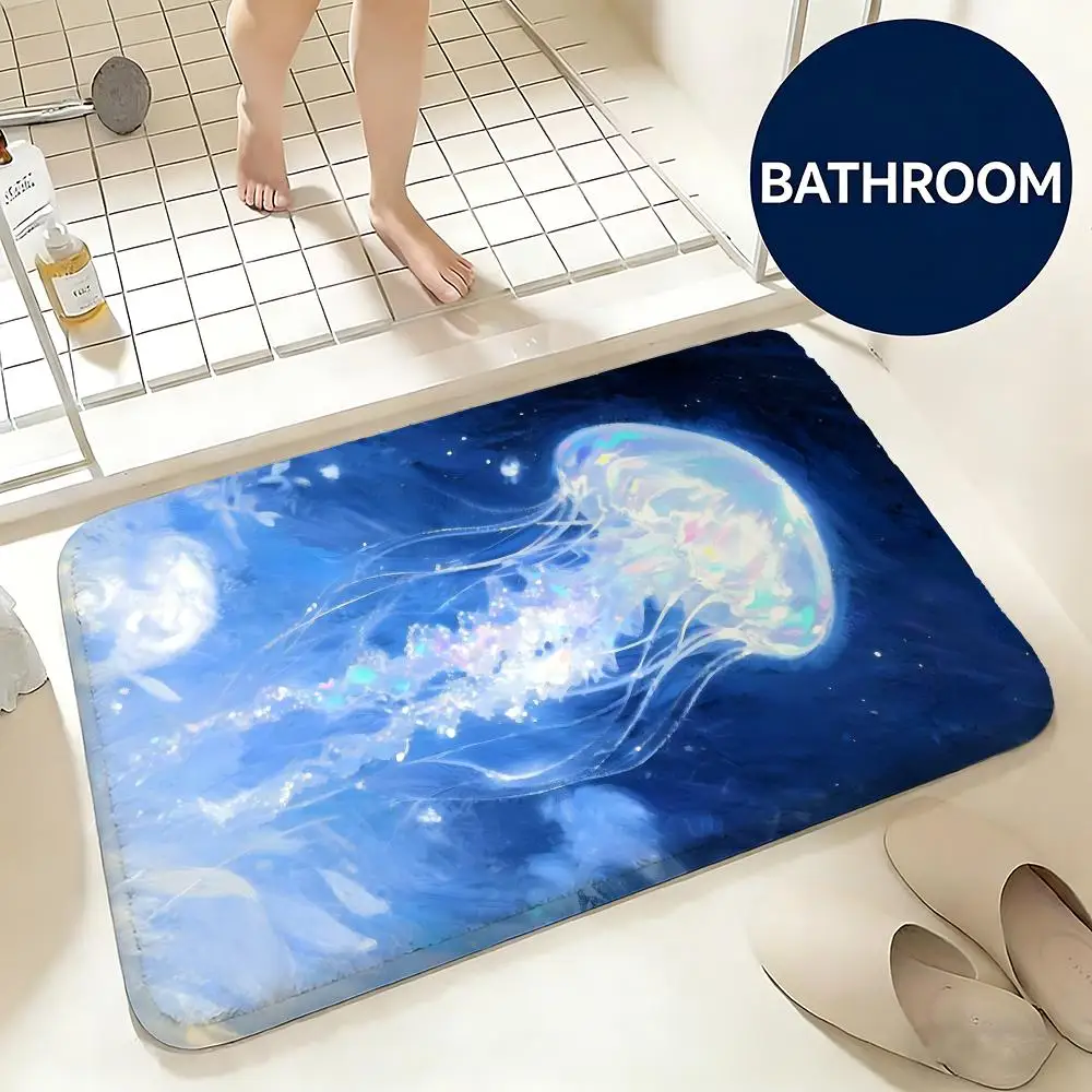 Jellyfish Baby Floor Mat Non-Slip Absorbent Doormat Bathroom Bedroom Home Decor Rug