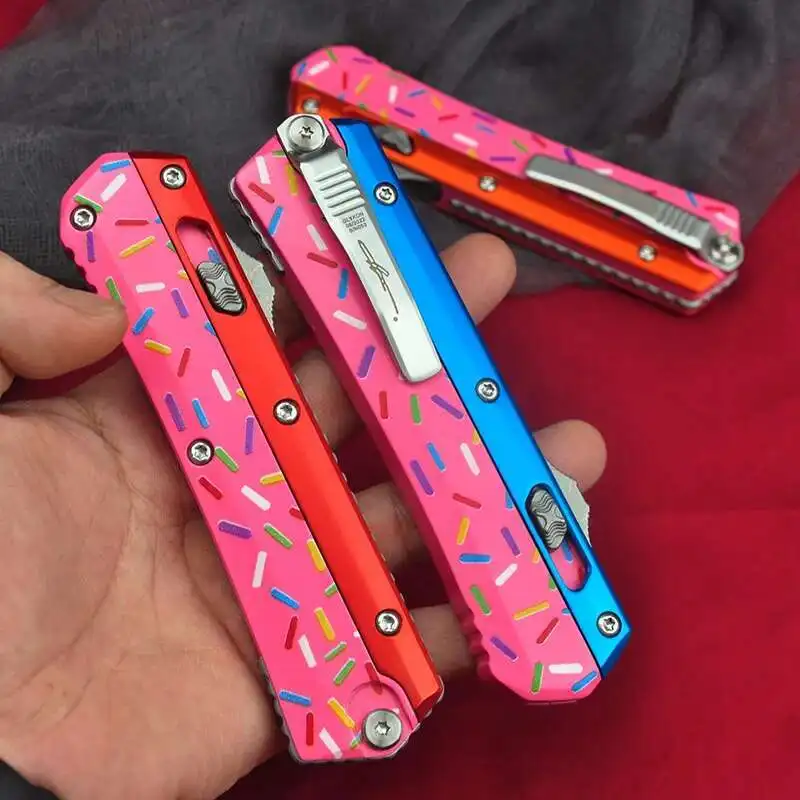 

Micro Glykon Tech Dessert Warrior OTF Knife Pocket Knives Outdoor Camping Self Defense Zinc Aluminum Handle Utility EDC Tools