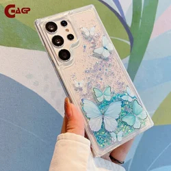 Bling Butterfly for Quicksand Glitter Case for Samsung S24 Ultra S20 S21 S22 S23 Ultra Plus S23 FE Note20 A55 A73 A53 Soft Cover