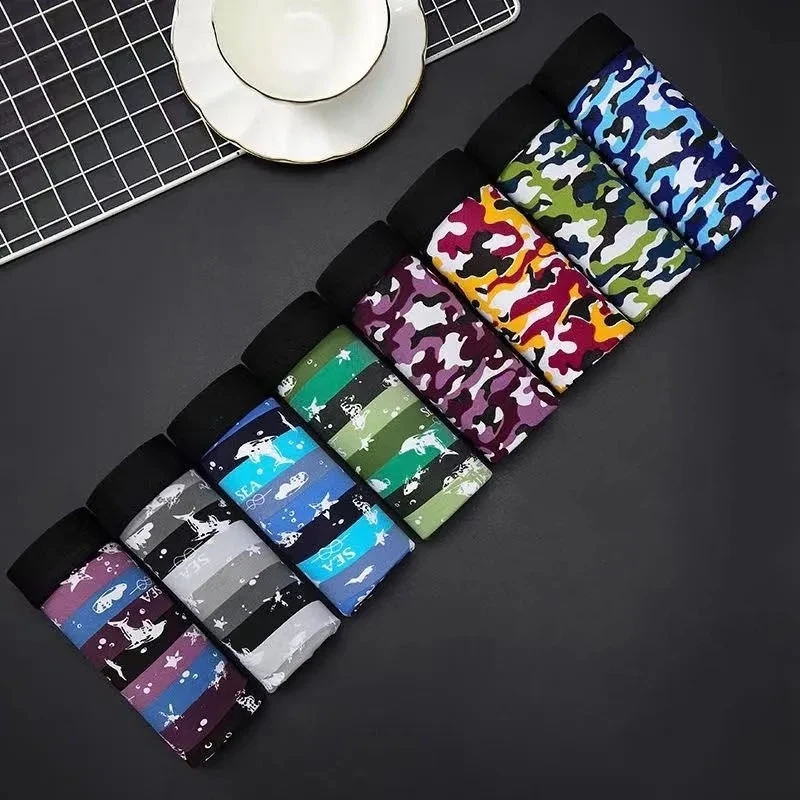 8Pcs/Lot Men\'s Underwear Sexy Boxer Shorts Fashion Printed 3D Bag Soft Fabric High Elastic Waist Men\'s Underwear Plus Size L-4XL