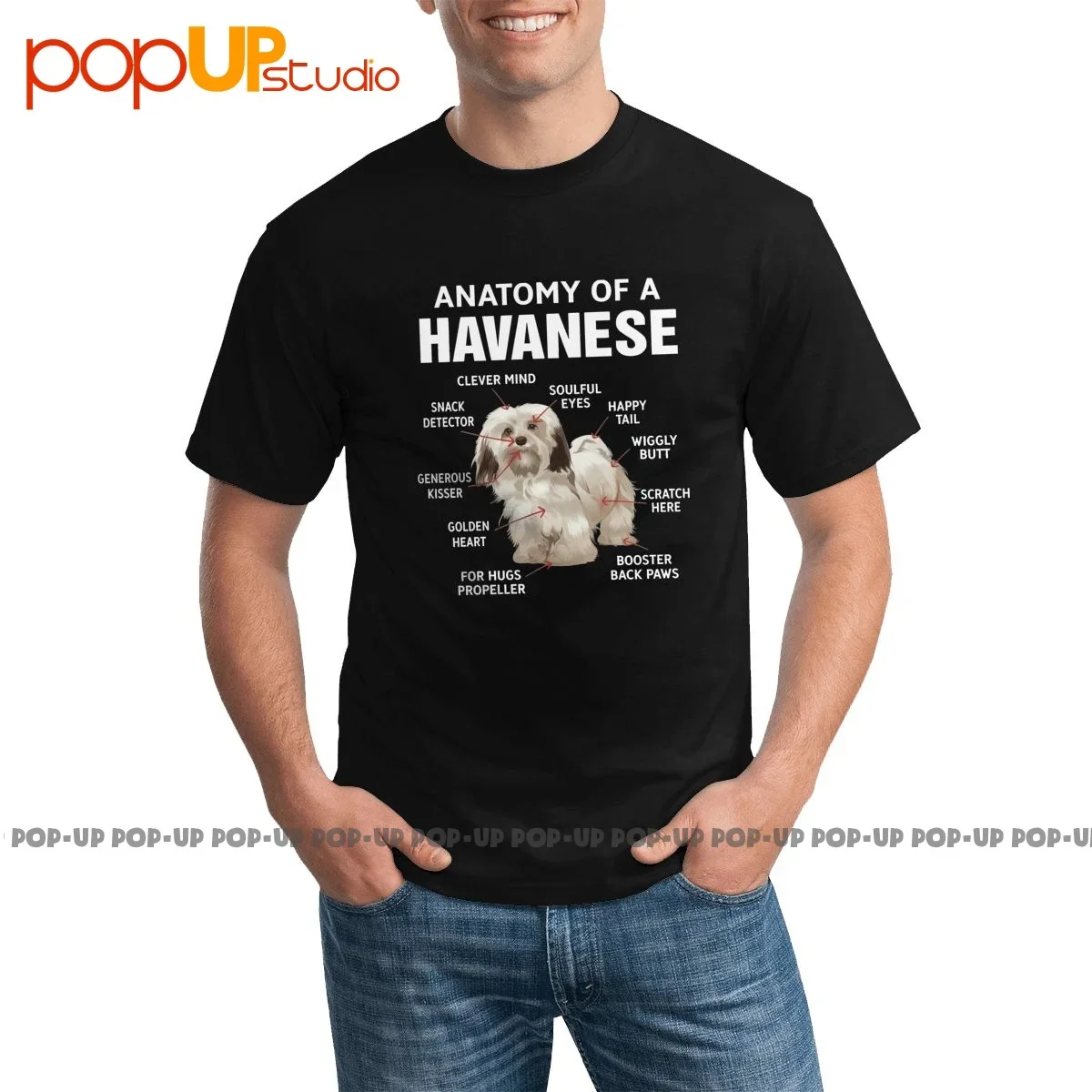 Cool Anatomy Of A Havanese Dog Dad Dog Owners T-shirt Design Harajuku Best Seller Tee Shirt