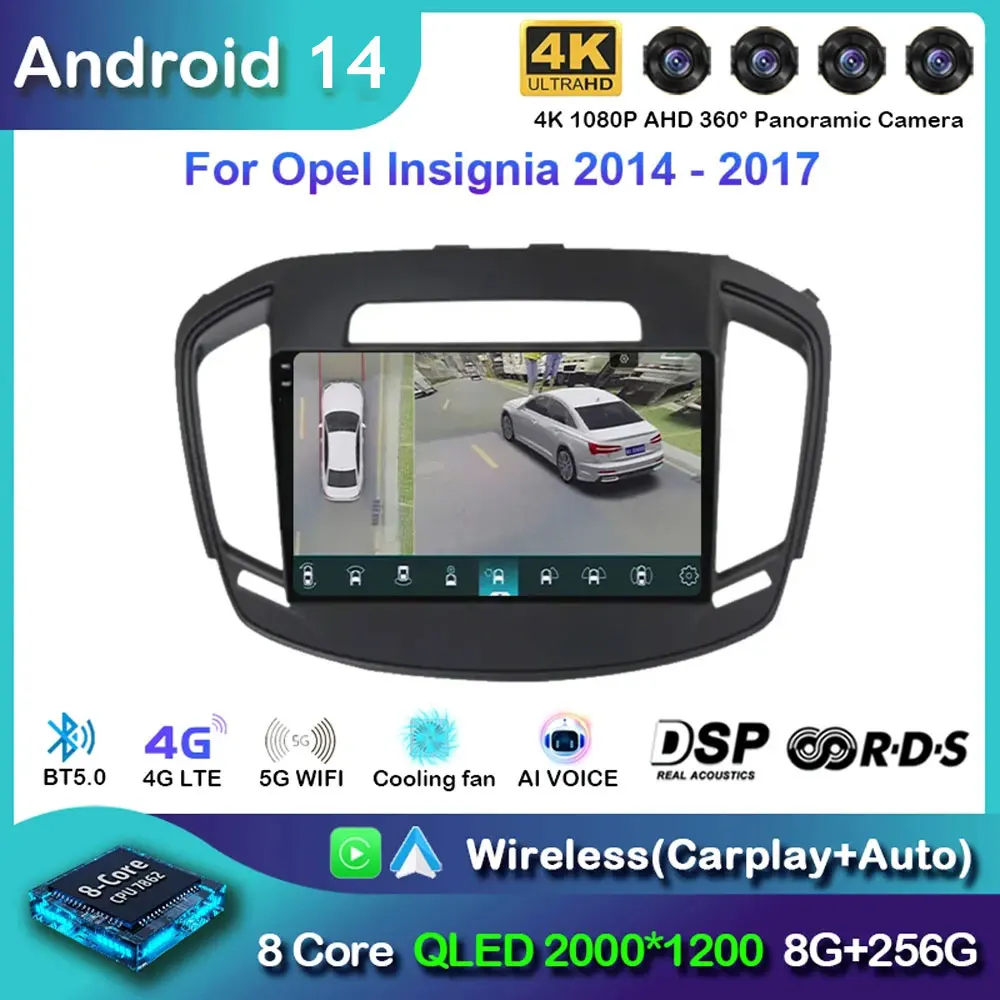 Android14 Car Radio For Opel Insignia For Buick Regal 2013 2014 -2017 Navigation GPS Multimedia Video Player Stereo Carplay Auto