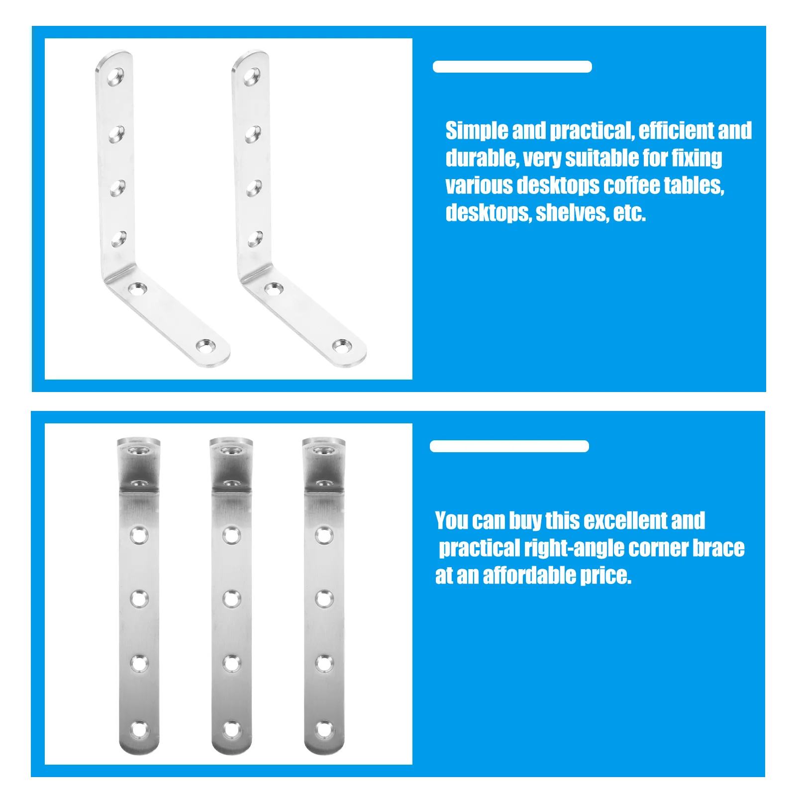 

4Pcs Stainless Steel Heavy Duty Corner Brackets Right-Angle Furniture Shelf Support Joint Fasteners Durable Corner Brace