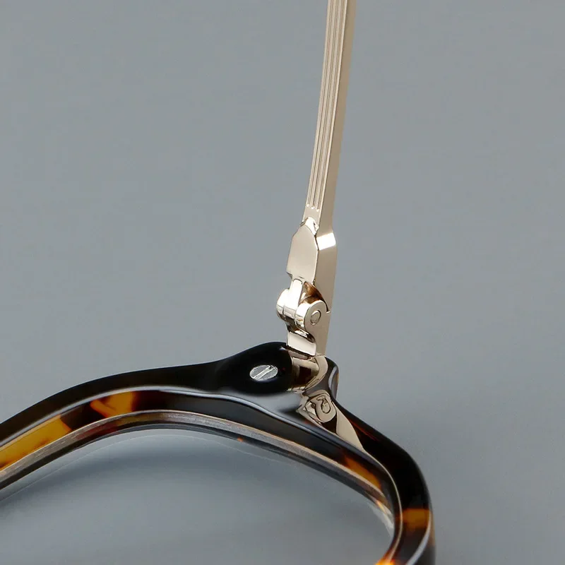 KIZN 레트로 패션 하프 프레임 남성 여성 라운드 아세테이트 근시 안경 프레임 고급 광학 안경 비즈니스 -0.50 ~ -6.0