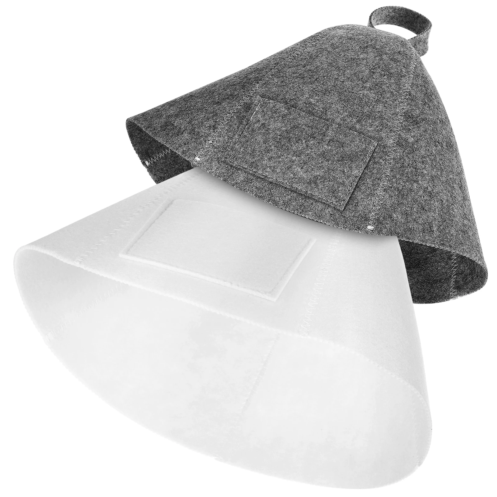 

2 Pcs Bathing Caps Felt Sauna Hat Waterproof Lightweight for Men Women Gray White Shower Hair Dry Comfortable Travel Hotel