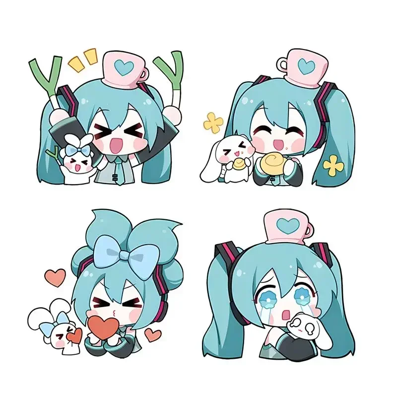 Hatsune Miku Stickers Animation Peripherals Cartoon Diy Storage Box Car Decoration Waterproof Stickers in Various Sizes Kawaii