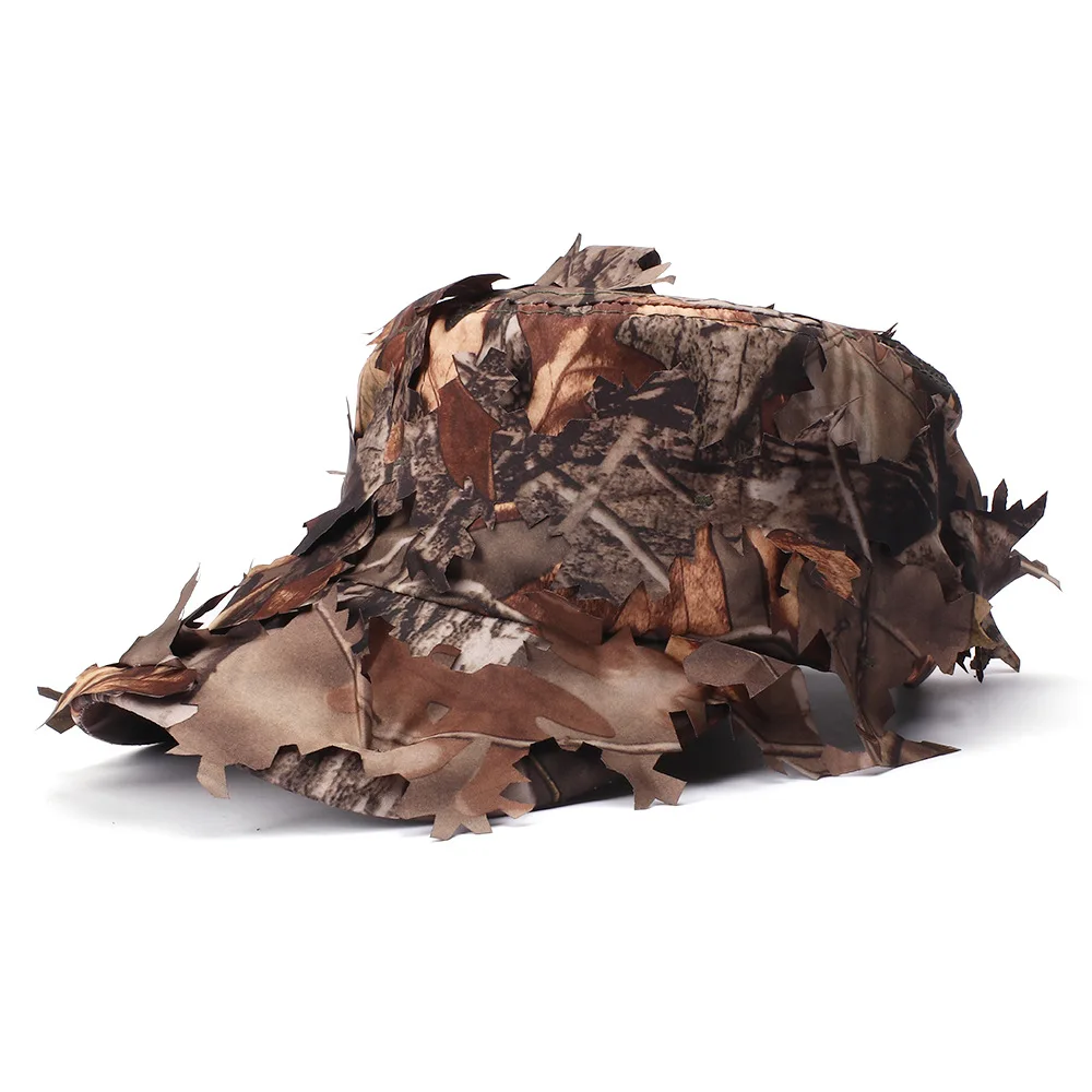 1PC Camouflage Outdoor Taktische Kappe mit 3D Bionic Leaf Camo Jagd Hut Versteckte Dschungel Sniper Hut Sonnenschutz Kappe – Detail 9
