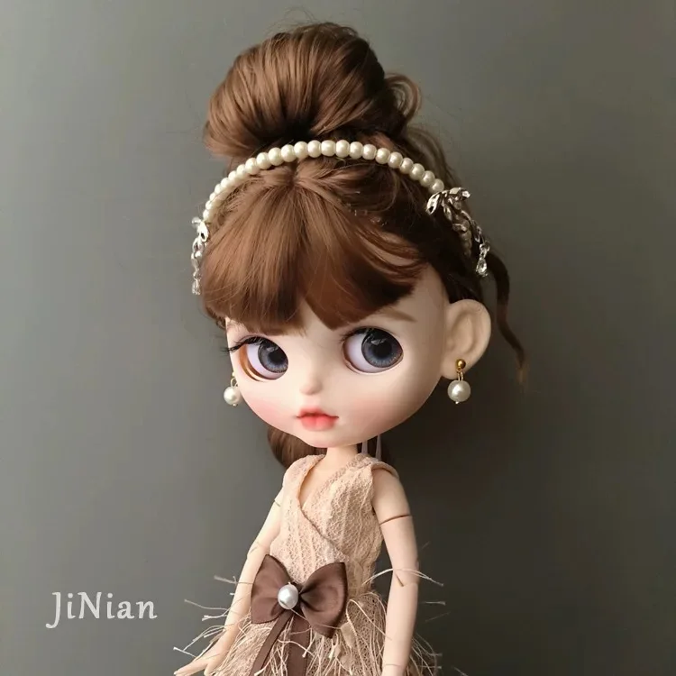 

ICY Blyth Doll Headwear Accessories Luxury Small Fragrant Style Pearl Bow Hairband For 19 Joints OB24 Blyth Dress Up Headdress