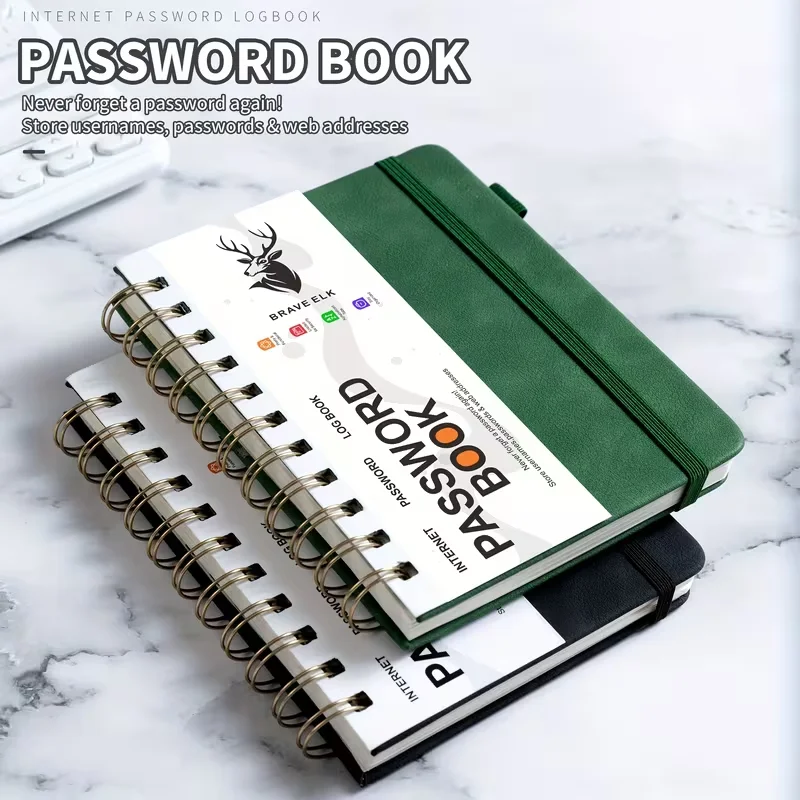 B6 Spiralgebundenes Passwortbuch mit Alphabetischen Registerkarten, Hardcover Internet-Passwort-Logbuch für Zuhause & Büro – Detail 2