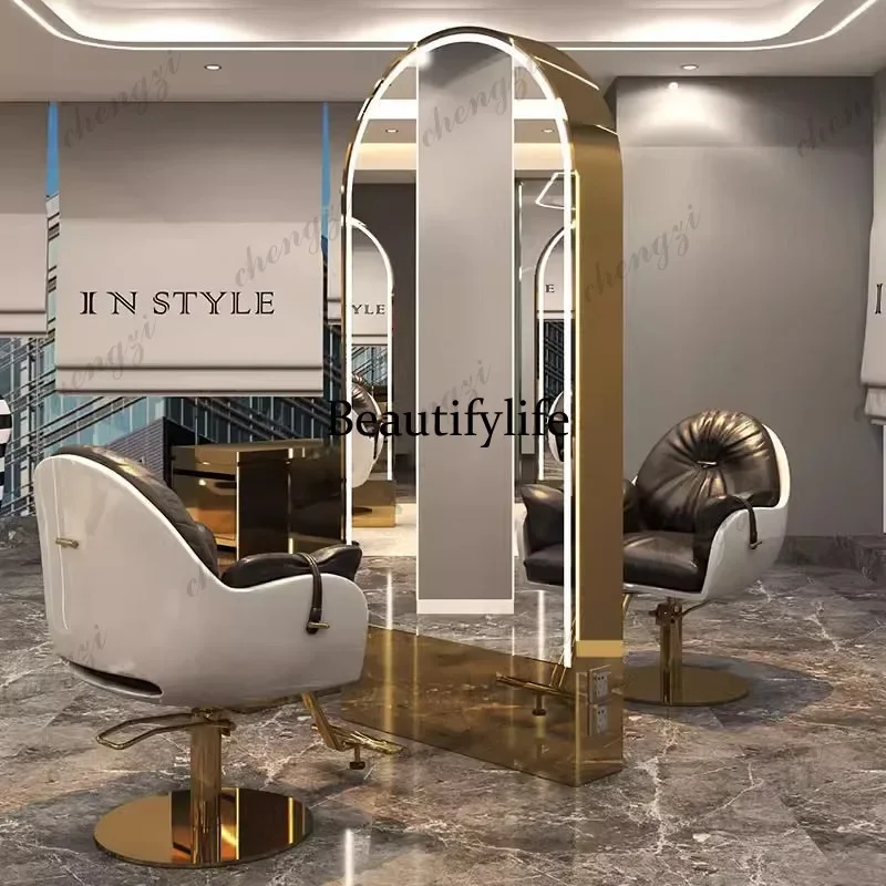 Z138 Barber shop hair perm and dyeing mirror floor single and double-sided mirror table stainless steel hair salon mirror table