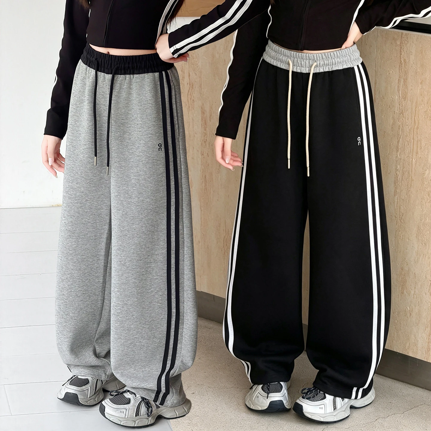 Girls Stylish Pants With Side Stripe For Children High Fashion Tousers Kids Loose Casual Streetwear Sweatpants Track Pants