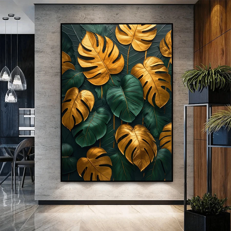 

Алмазная картина Современное растение Цветочное искусство Золотые зеленые листья 5d Вышивка крестиком Алмазная вышивка Мозаика Подарок Домашний декор Картина