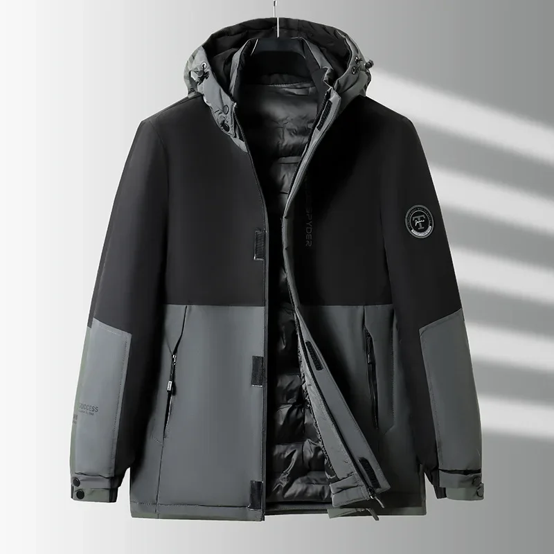 

New Down Jacket Winter Men Warm Coat Hooded Casual Brand Mens Autumn Windproof Outwear Male Casual Parkas for Men Long Jacket