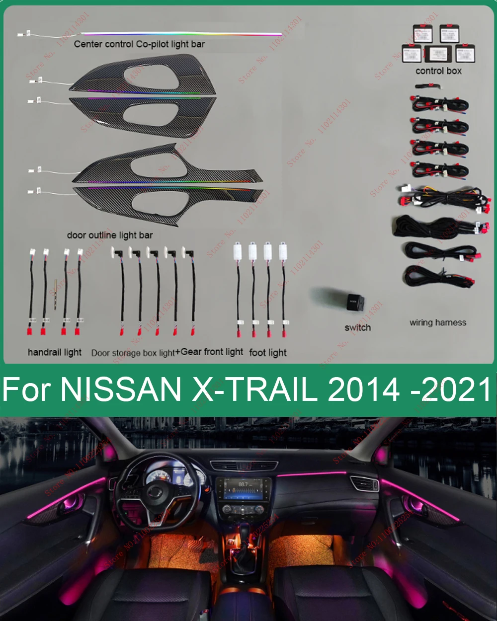 

Symphony Led Atmosphere light For NISSAN X-TRAIL 2014-2021 QASHQAI 2016-2021 64colors Interior Ambient Lamp inter decorate light