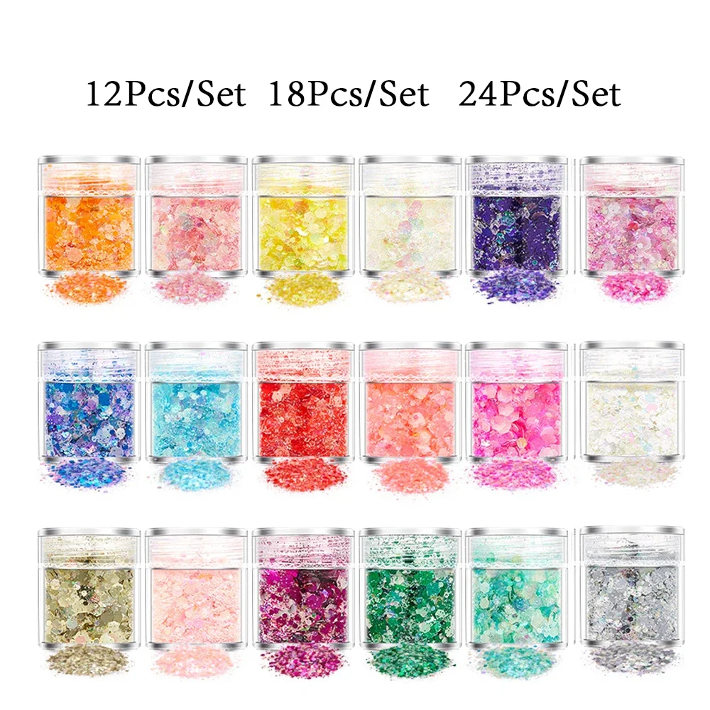 

12PCS/SET Luminous Symphony Sequins Epoxy Resin DIY Crystal Mold Glitter Flakes Laser Sparkly Sequins Slices Nail Art Decoration