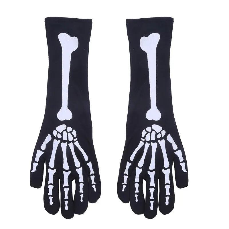 Halloween Skull Gloves Lightweight Full Finger Skeleton Cycling Gloves Costume Cosplay Equipment Accessories for Men Women Kids