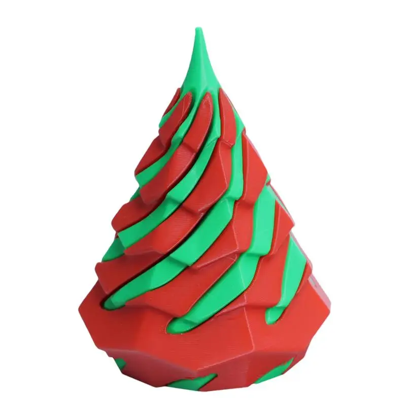 Impossible Cone Fidget Toy Christmas Tree Passthrough Sculpture Red Green Impossible Christmas Tree 3D Printed Spiral Cone Toy