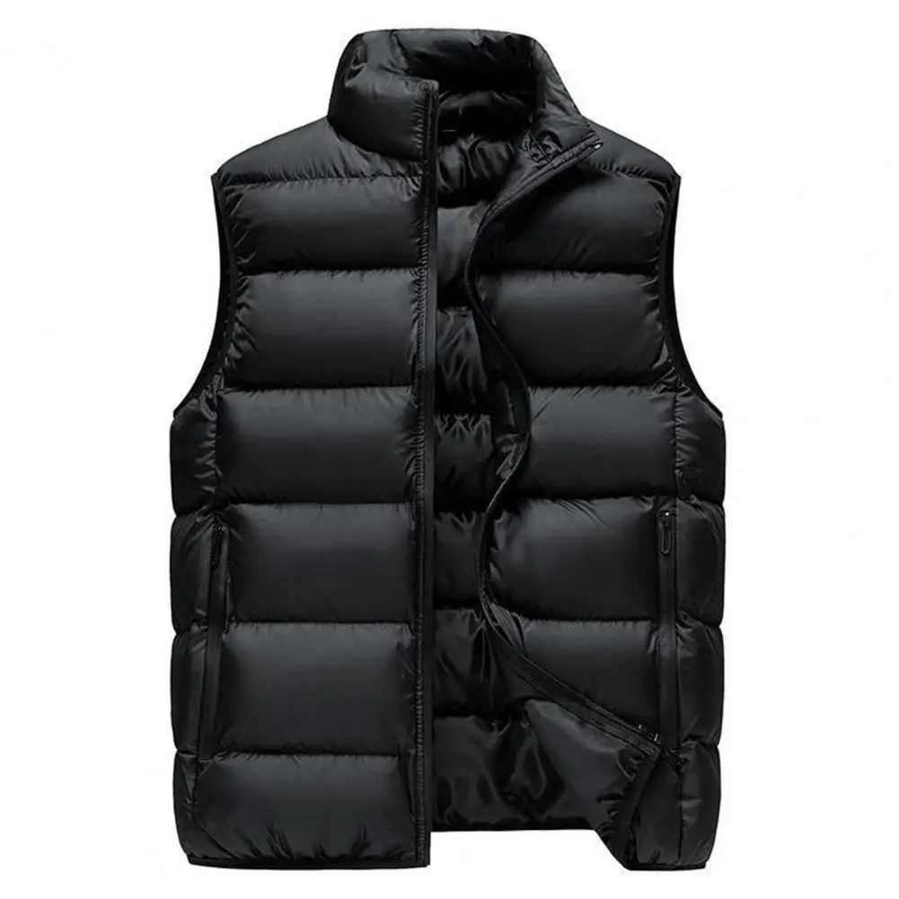 

Men Plus Size Coat Men Waterproof Down Vest Thickened Padded Men's Winter Vest Warm Cold Resistant Plus Size Stand Collar Coat