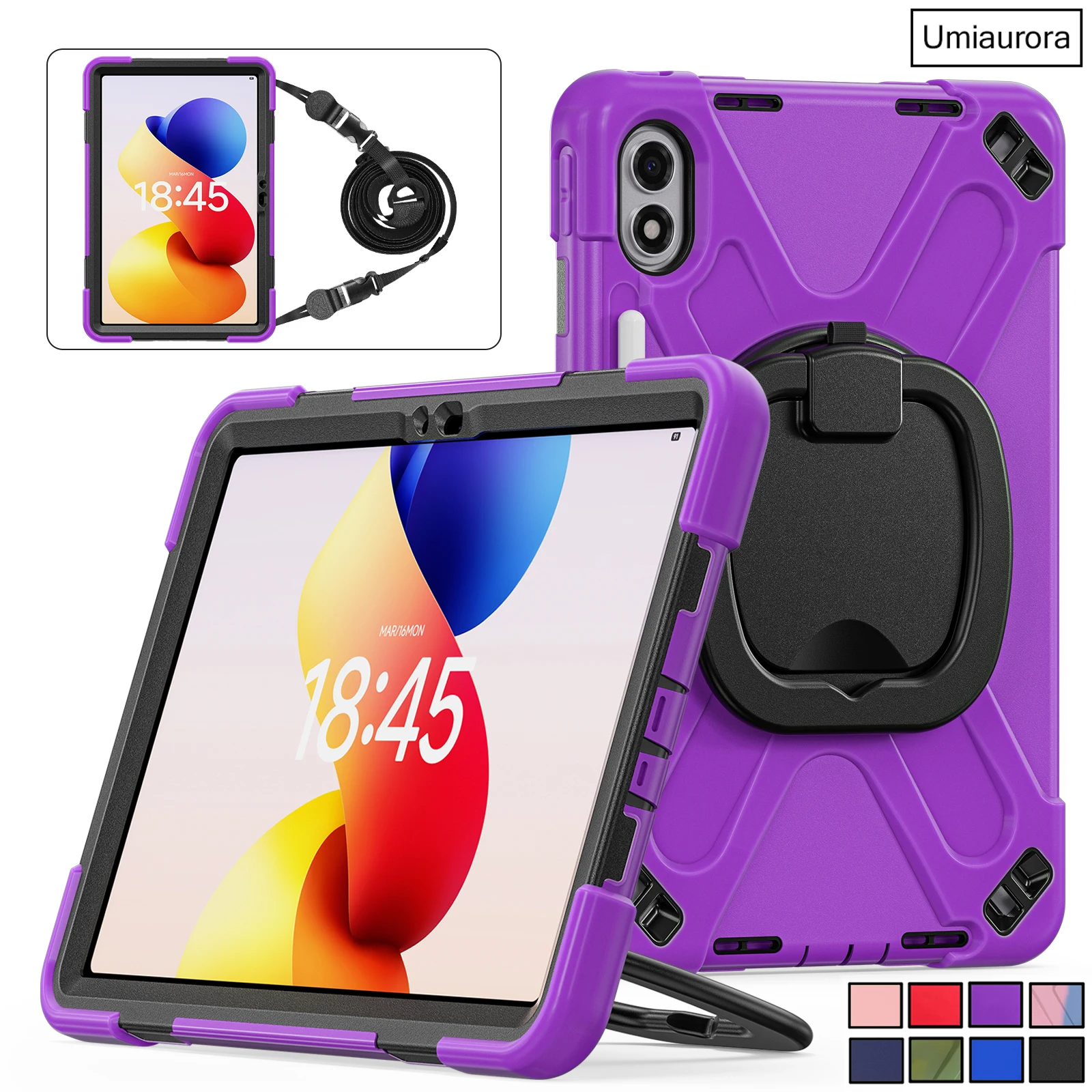 

For Xiaomi Redmi Pad 2 Pro 12.1" Pad2 Pro 12.1 inch Heavy Duty Rugged Tablet Case Shockproof Pull Ring Stand Strap Armor Funda