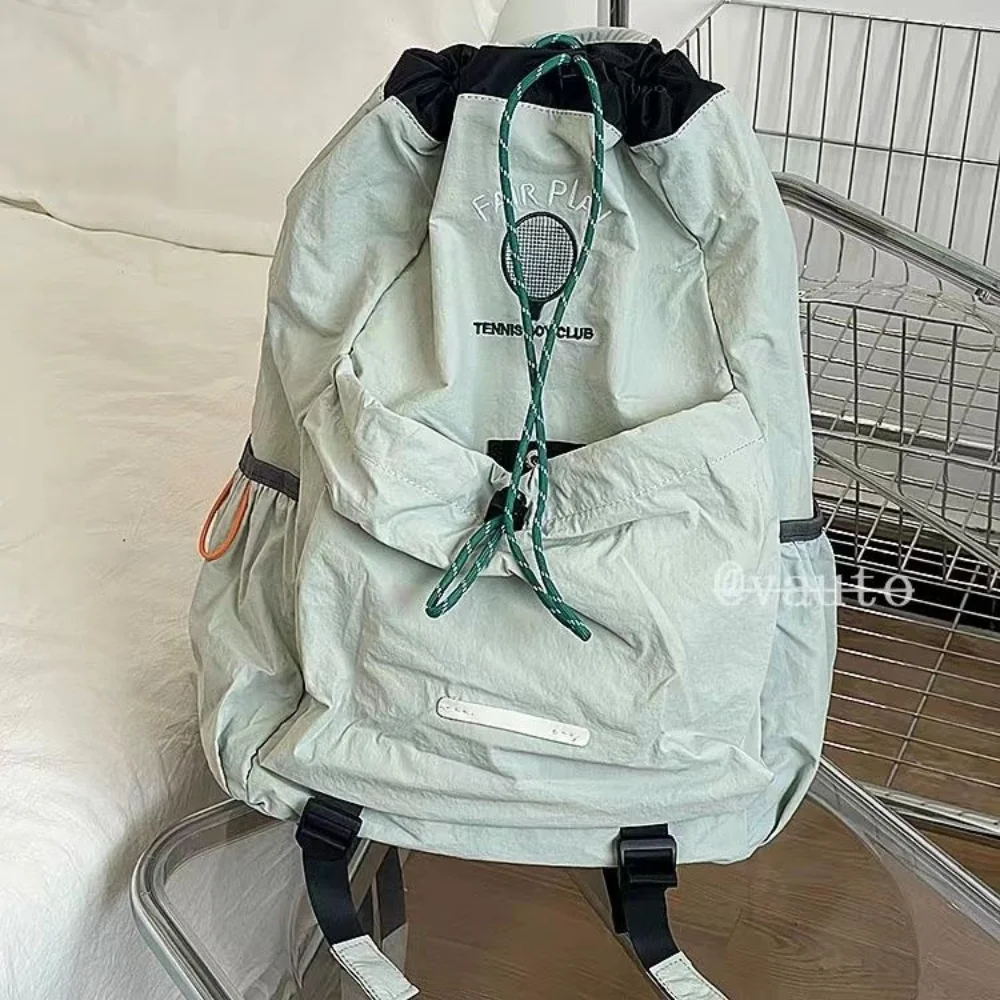 Large Capacity Travel Backpack Lightweight Badminton Bag Foldable Casual Mountaineer School Bag Unisex Sports Drawstring Bag