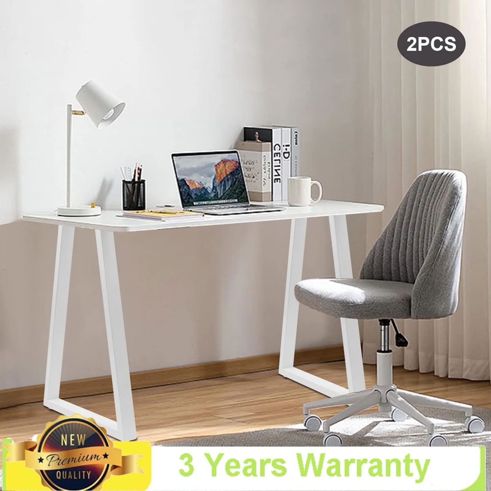 

28Inch White Metal Table Legs, 2pcs Trapezoidal Table Support Frames, Furniture Parts Suitable for Dining Tables, Computer Desks