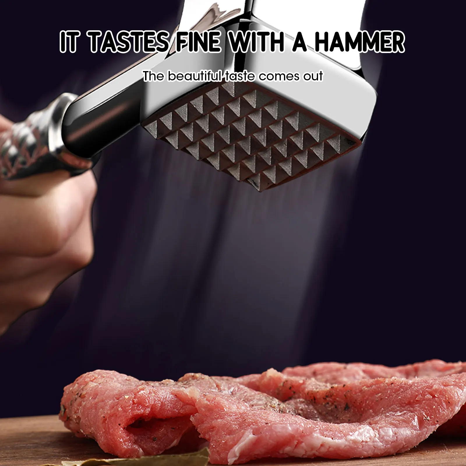 Meat Tenderizer Mallet Stainless Steel Kitchen Meat Mallet for Chicken Conch, Veal Cutlets, Beef & Steak, Meat Pounder Flattener