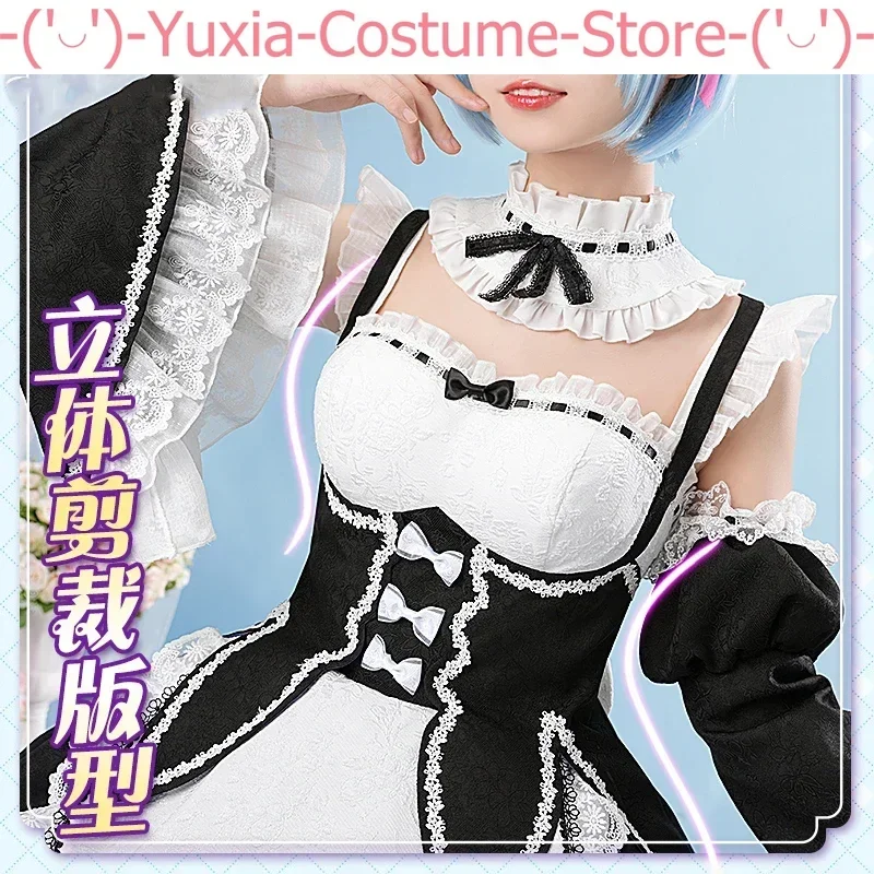 Anime! Re:Life In A Different World From Zero Rem Maid Dress Gorgeous Uniform Cosplay Costume Halloween Party Outfit