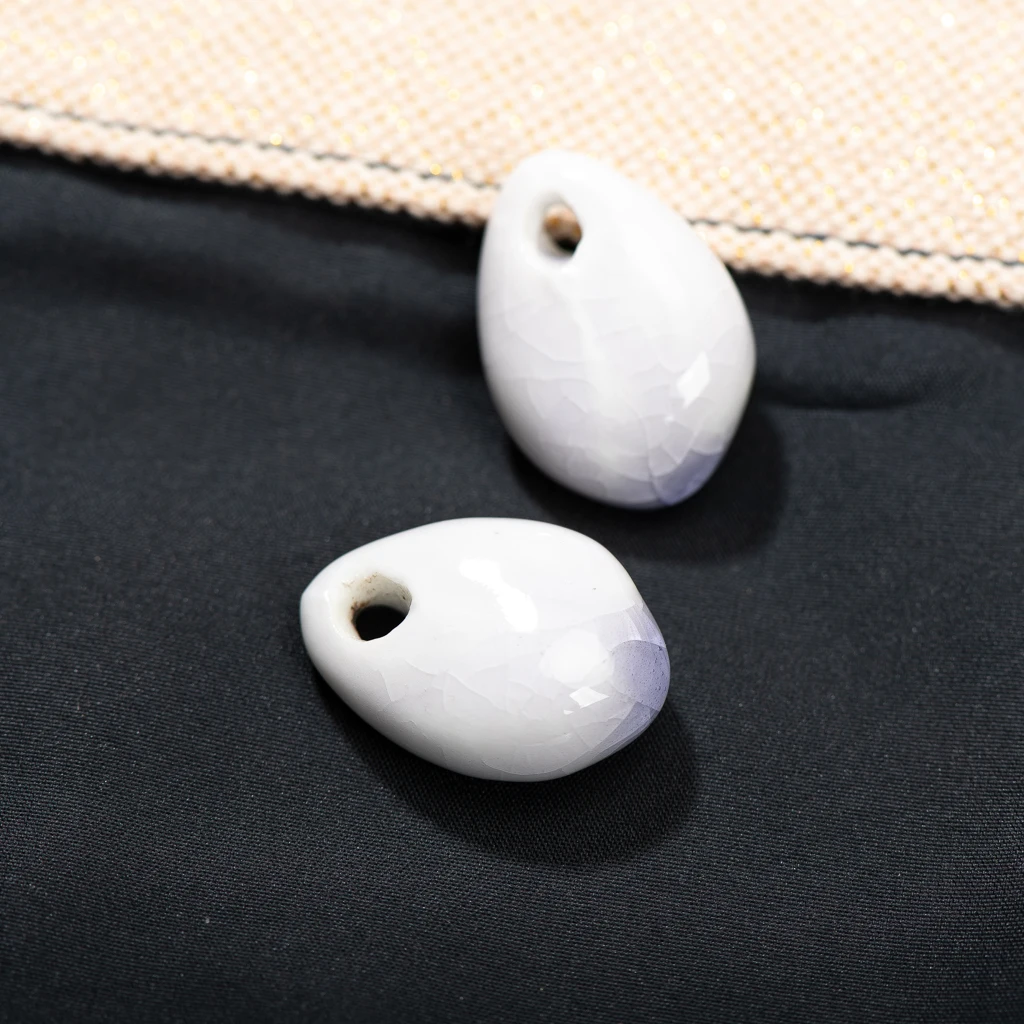 Handcrafted Ceramic Beads Set 2 Pieces 26x18x10mm Irregular Shaped Beads for DIY Jewelry Making