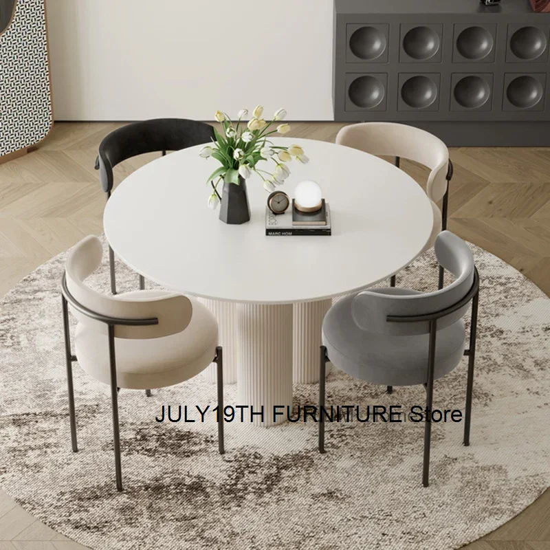 Round Dining Table Set 4 Chairs Marble Nordic Dining Table Minimalist Luxury Comedor De 4 Silla Set Furniture OK50CZ