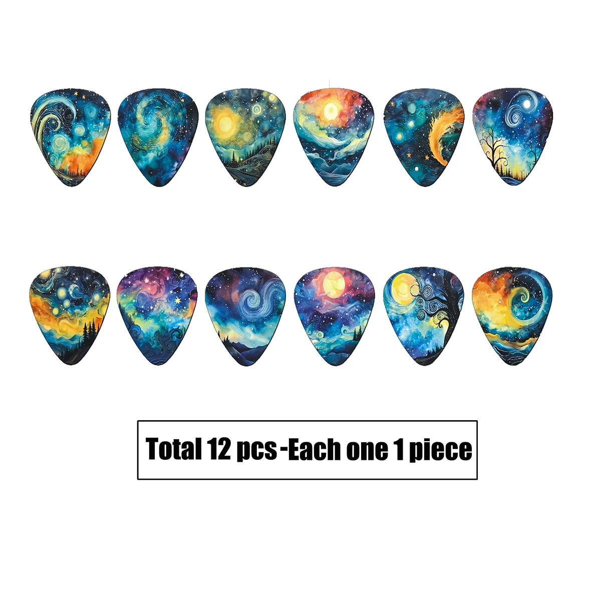 New Guitar Pick Set 12-Piece Unique Pattern Double-Sided Printing Acoustic Guitar Picks Musical Instrument Accessories Pick