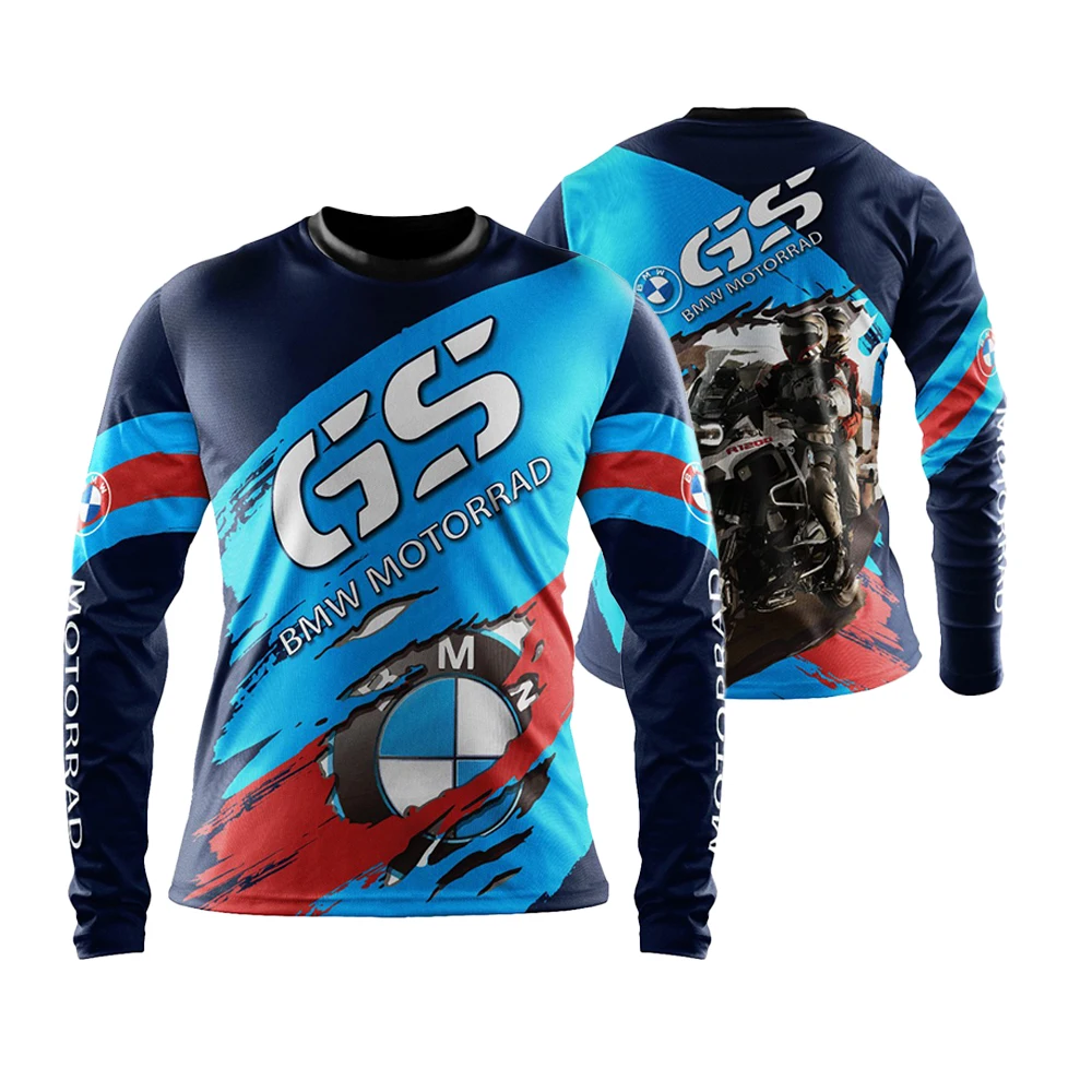 

BMW GS Series Long Sleeved T-Shirt Cycling Blue Red Contrasting Motorcycle Sports Personality Graffiti Breathable Comfortable