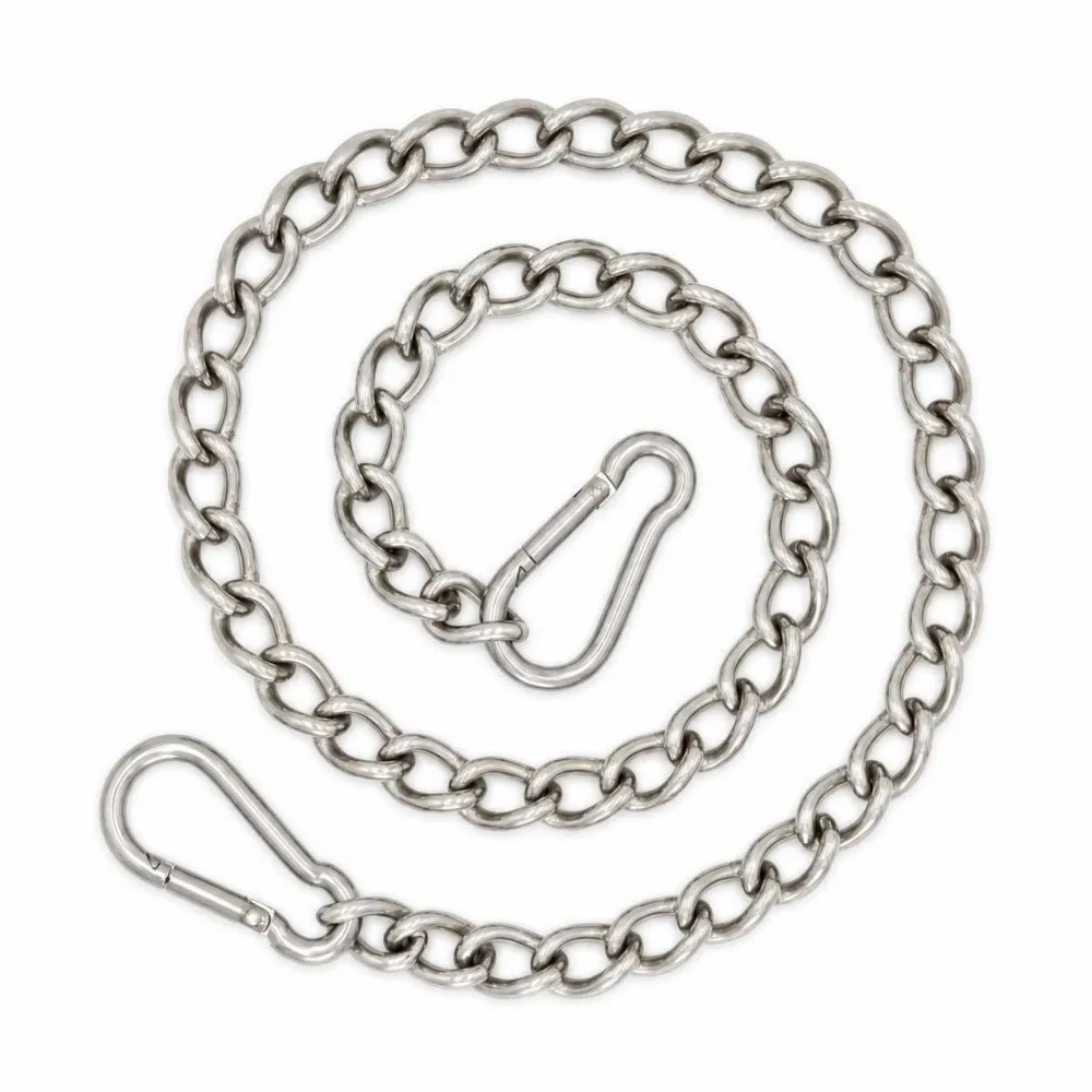 304 Stainless Steel Hanging Chair Chain 40/50/100cm Welded Chain Link Swing Chain Carabiner Hook 3.5mm Dog Chain Leash