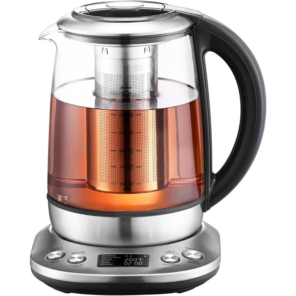 

%a Electric Kettle, Electric Glass Tea Maker with Temperature Control and LCD Display & Preset Brewing Programs, 1.7L Water Ket