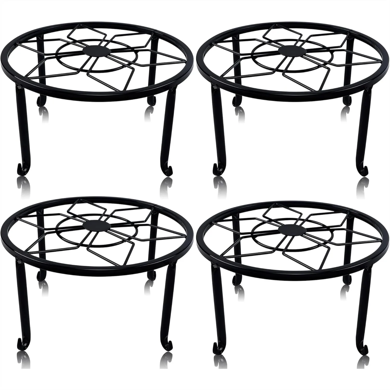 Metal Plant Stands for Flower Pots, Heavy Duty Black Iron Rustproof Indoor Outdoor Round Supports Home Garden Decor