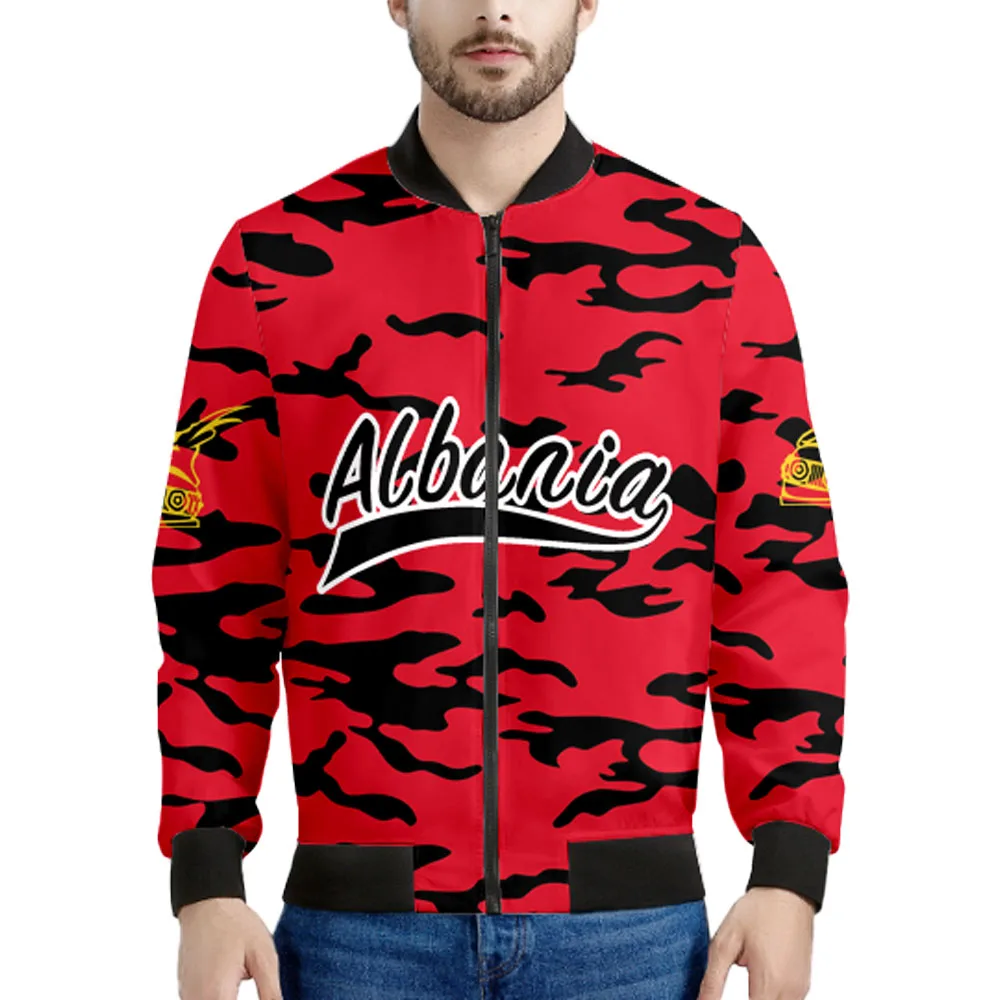 

Albania Eagle Zipper Jacket Custom Name Number Gyms Albanian Shqiperi Alb Fitness Photo Flag Coats Al Print Text Word Clothes