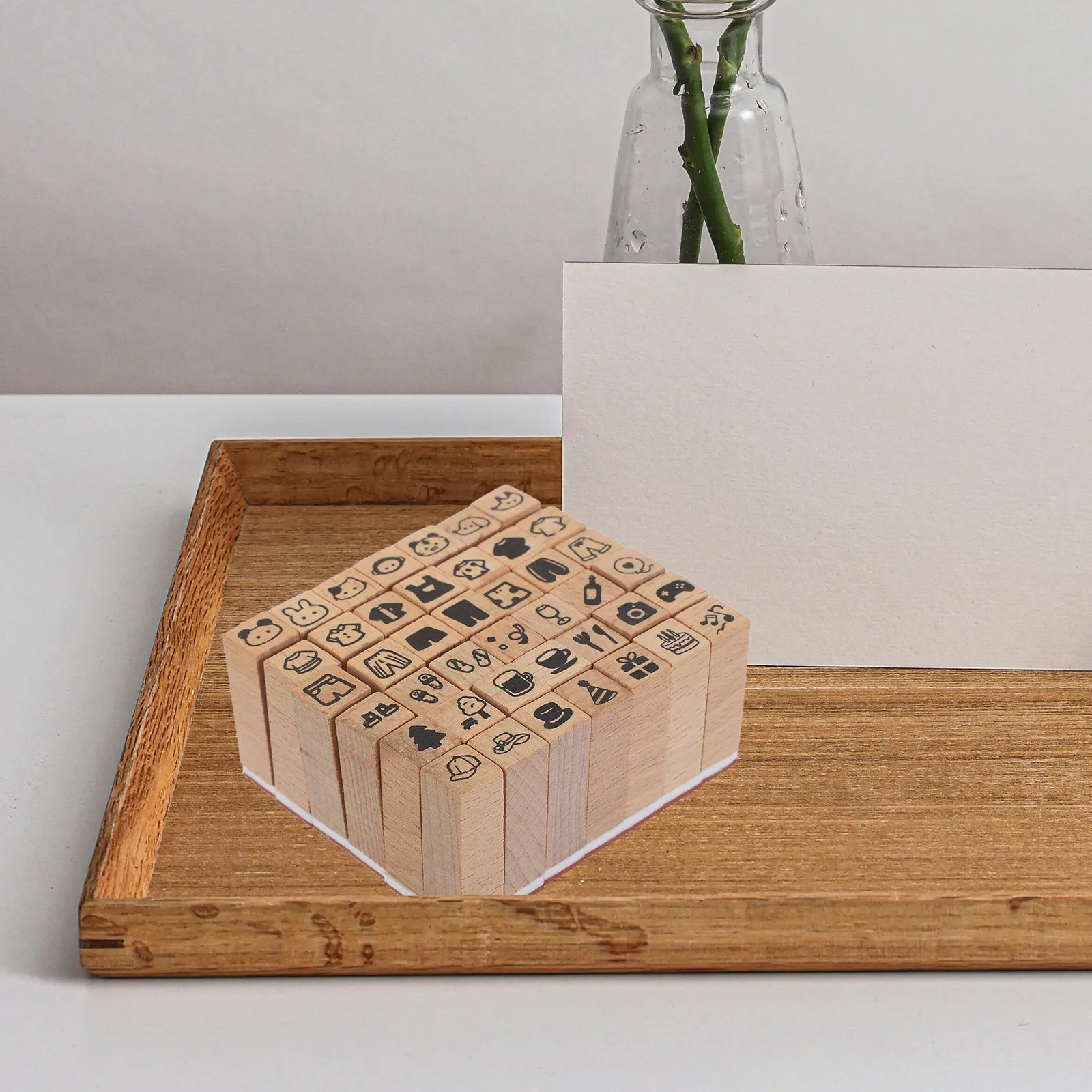 

Набор из 42 мини-штампов с животными, деревянные резиновые штампы для дневников, открыток и поделок, рождественские деревянные блок-штампы