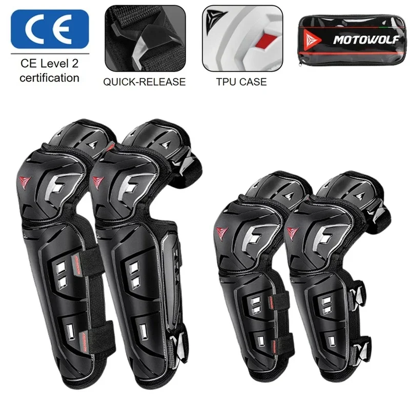 Adjustable Motorcycle Knee Elbow Pads Hard Shell Shock Absorb Drop‑Resistant Protective Gear Motocross Dirt Bike Off‑Road Racing