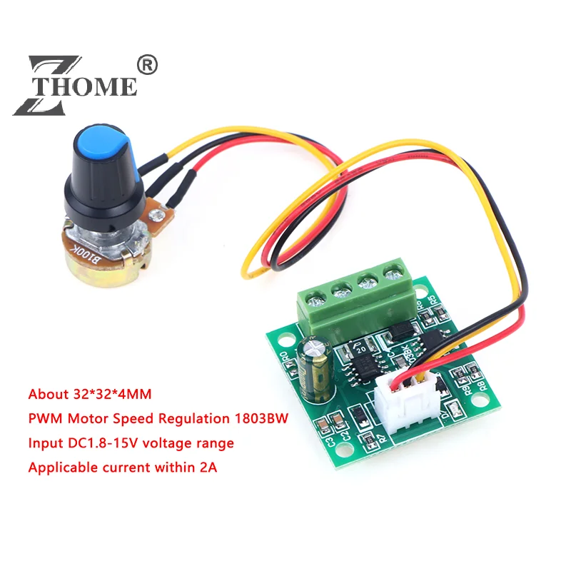 Adjustable Driver Board DC Motor Speed Controller PWM 1803BK 1.8V 3V 5V 6V 12V 2A Low Voltage Speed Regulator Control Module