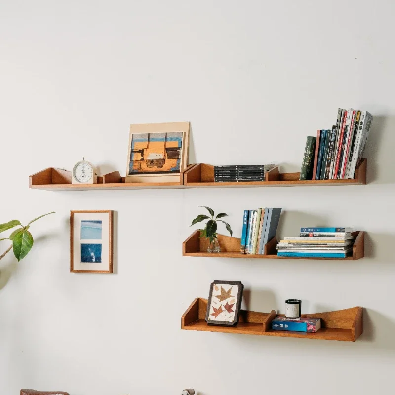 

Hills Wall Shelf Suspended One-word Board Bookshelf Antique Storage Display Shelf