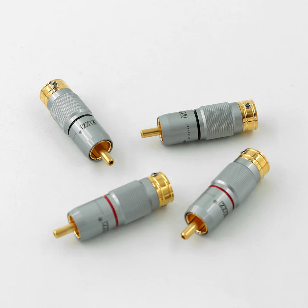 

Комплект из 4 шт. аудиофильского разъема RCA EIZZ, 24K Au-Plated Phos.Бронза со штифтом TeCu для Hi-Fi усилителей ​