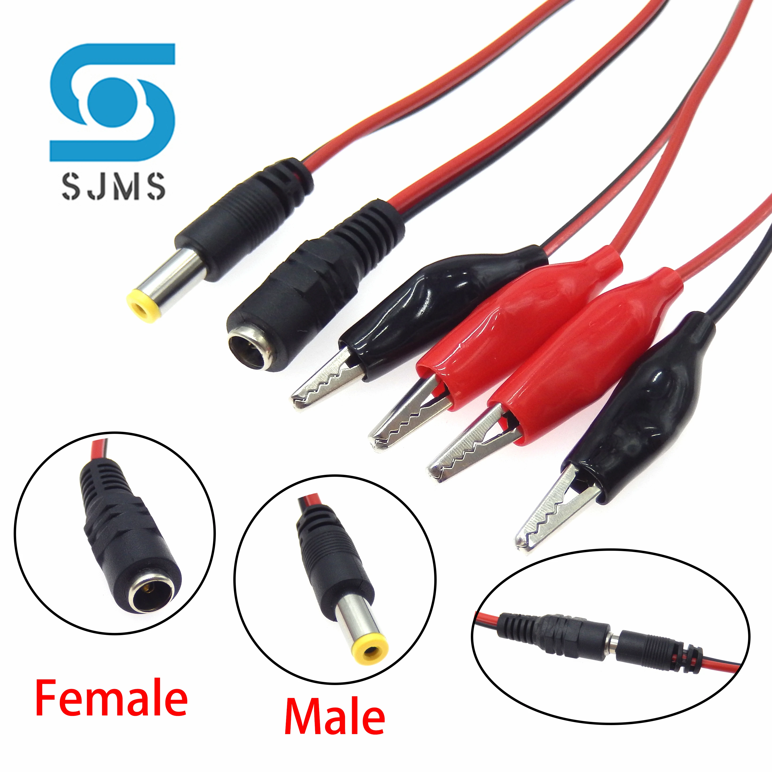 12V DC connectors 5.5 x 2.1mm DC Power Male Female Connector With Alligator Clips Test Leads 12V DC Power Cable Length 25CM