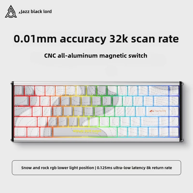 

AJAZZ ALUX68 Магнитный переключатель Механическая клавиатура Проводная RGB ЧПУ Полностью алюминиевый быстрый триггер 8K Скорость опрокидывания RT0.01 для игр