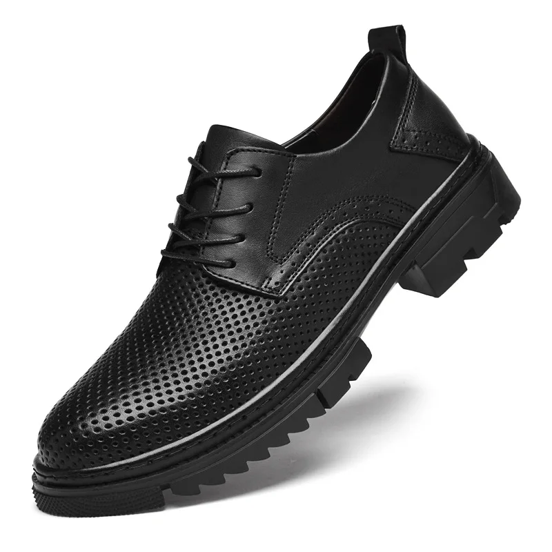 

Spring Summer Men's Business Leather Shoes Cowhide Heightening Office Shoes Man